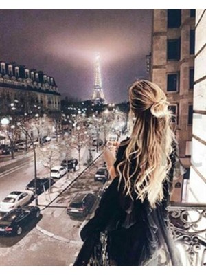 Pix Art Sanat Eyfeli Izleyen Kız Pixart Sanat Elmas Mozaik Tablo Diamond Türkiye  51 x 64 cm