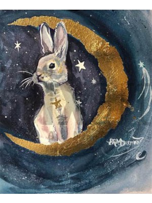 PixArt Tavsan Ve Ay 40 x 50 Elmas Mozaik Tablo