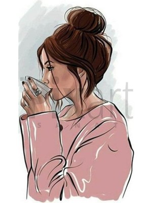 Pix Art Sanat Bardağı Tutan Kadın Pixart Sanat  Elmas Mozaik Tablo Diamond Türkiye 30 x 51 cm