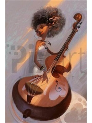 Pix Art Sanat Gitarist Kadın Pixart Sanat Elmas Mozaik Tablo Diamond Türkiye  43 x 66 cm