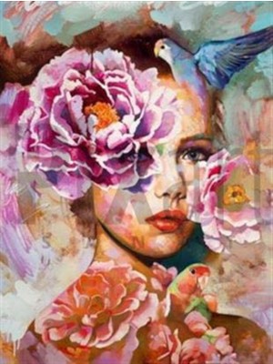 Pix Art Sanat Çiçek Kız Pixart Sanat  Elmas Mozaik Tablo Diamond Türkiye 38 x 51 cm