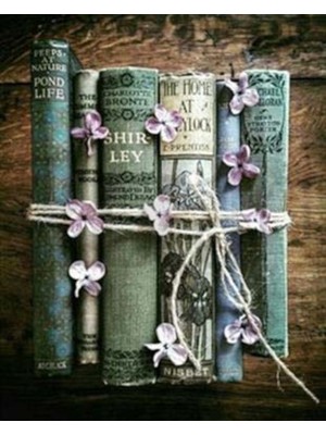 Pix Art Sanat Çiçeklerle Sarılı Kitaplar Pixart Sanat Elmas Mozaik Tablo Diamond Türkiye 48*58