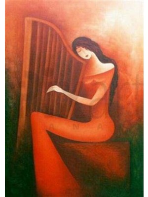 Pix Art Sanat Kadın Arp Çalarken Pixart Sanat Elmas Mozaik Tablo Diamond Türkiye 45*63