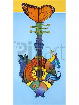 Pix Art Sanat Balık Temalı Gitar Pixart Sanat Elmas Mozaik Tablo Diamond Türkiye 32*63