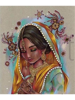 Pix Art Sanat Hintli Güzel Kadın Pixart Sanat Elmas Mozaik Tablo Diamond Türkiye 53 x 64 cm