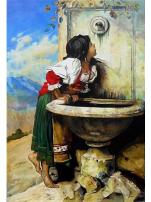 PixArt Cesmeden Su Icen Kiz 40 x 60 Elmas Mozaik Tablo