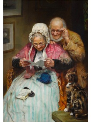 PixArt Mutlu Yasli Cift 40 x 60 Elmas Mozaik Tablo