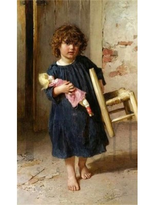 PixArt Bebekli Kucuk Kiz 38 x 69 Elmas Mozaik Tablo