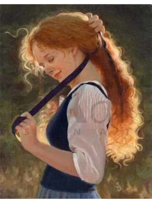 PixArt Saclarini Toplayan Kadin 41 x 46 Elmas Mozaik Tablo