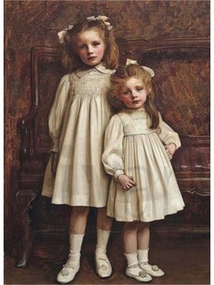 PixArt Beyaz Elbiseli Kardesler 40 x 60 Elmas Mozaik Tablo