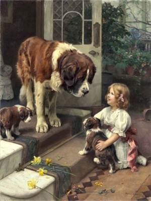 PixArt Minik Kiz Ve Kopekleri 41 x 46 Elmas Mozaik Tablo