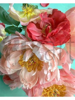 PixArt Beyaz Ve Pembe Guller 61 x 74 Elmas Mozaik Tablo