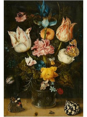 PixArt Ambrosius Bosschaert The Elder Cam Vazoda Cicek Buketi 46 x 64 Elmas Mozaik Tablo