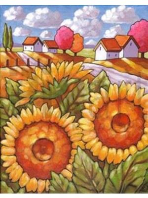 Pix Art Sanat Minik Ayçiçeği Kasabası  Pixart Sanat Elmas Mozaik Tablo Diamond Türkiye 42*52