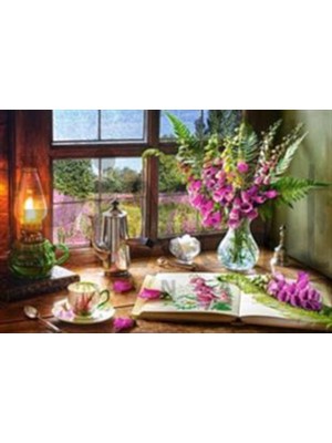 Pix Art Sanat Çiçeklerle Süslü Çay Vakti  Pixart Sanat Elmas Mozaik Tablo Diamond Türkiye 86*58