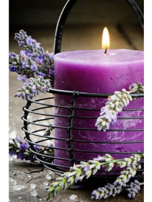 PixArt Lavanta Ve Mor Mum 51 x 68 Elmas Mozaik Tablo