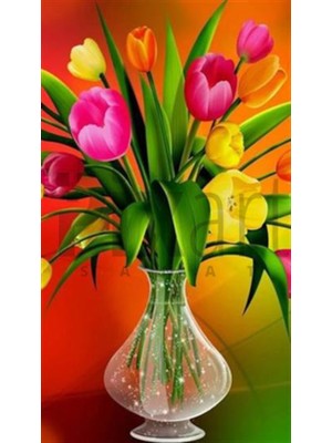 Pix Art Sanat Çizgi Laleler Pixart Sanat Elmas Mozaik Tablo Diamond Türkiye 38*68