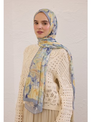 Fresh Soft Mavi Pure Flora Desen Rami Şal
