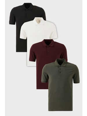 Buratti Pamuklu Regular Fit Düğmeli Polo Yaka 4'lü Paket T Shirt Erkek T SHİRT 5902127S4
