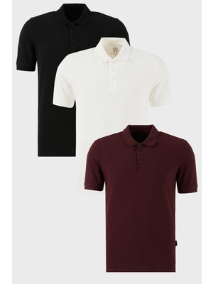 Buratti Pamuklu Regular Fit Düğmeli Polo Yaka 3'lü Paket T Shirt Erkek T SHİRT 5902127S3