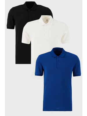 Buratti Pamuklu Regular Fit Düğmeli Polo Yaka 3'lü Paket T Shirt Erkek T SHİRT 5902127S3