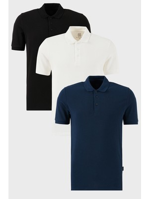 Buratti Pamuklu Regular Fit Düğmeli Polo Yaka 3'lü Paket T Shirt Erkek T SHİRT 5902127S3