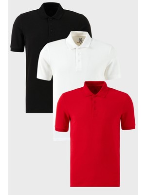 Buratti Pamuklu Regular Fit Düğmeli Polo Yaka 3'lü Paket T Shirt Erkek T SHİRT 5902127S3