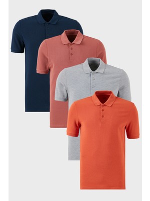 Buratti Pamuklu Regular Fit Düğmeli Polo Yaka 4'lü Paket T Shirt Erkek T SHİRT 5902127S4