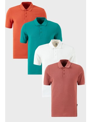 Buratti Pamuklu Regular Fit Düğmeli Polo Yaka 4'lü Paket T Shirt Erkek T SHİRT 5902127S4