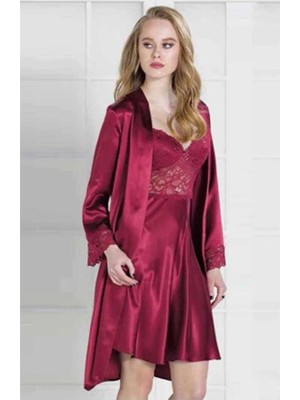 Pierre Cardin Kadın Saten Gecelik Sabahlık Takım-13784