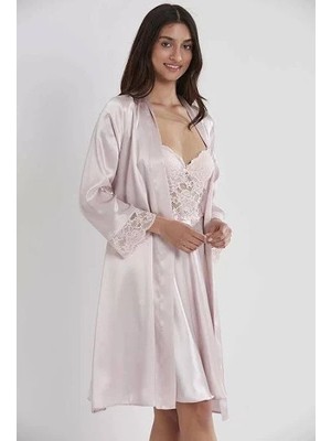 Pierre Cardin Kadın Saten Gecelik Sabahlık Takım-13784