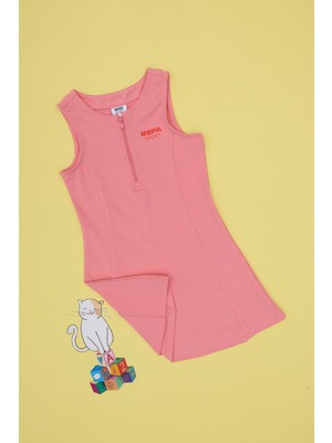 U.S. Polo Assn. Kız Çocuk Pembe Yarım Fermuarlı Örme Elbise 50300841-VR041
