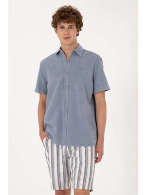 U.s. Polo Assn. Erkek Mavi Gömlek Kısa Kollu 50304955-VR036