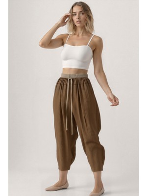 Bel Kısmı Çift Renkli Pantolon