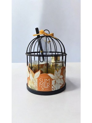 YNSK Kafesli Oda Kokusu ve Kokulu Mum Hediye Seti - Fresh Mango Bambu Çubuklu Difüzör Çeyizlik Hediyelik
