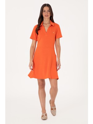 U.S. Polo Assn. Kadın Nar Çiçeği Polo Yaka Mini Boy Örme Elbise 50299536-VR039