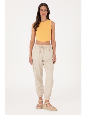 U.S. Polo Assn. Kadın Taş Kanvas Jogger Fit Pantolon 50300230-VR049