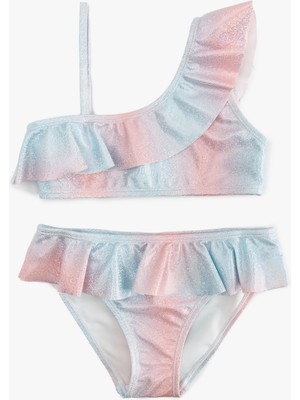 Koton Bikini Takımı Fırfırlı Tek Omuz Ince Askılı