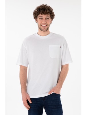 U.S. Polo Assn. Erkek Comfort Fit Bisiklet Yaka Beyaz Tişört 50305990-VR013