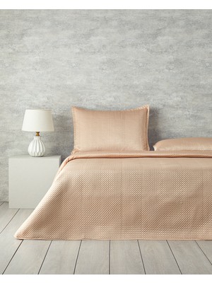 Sisilla Saten Tek Kişilik Yatak Örtüsü Takımı Pudra