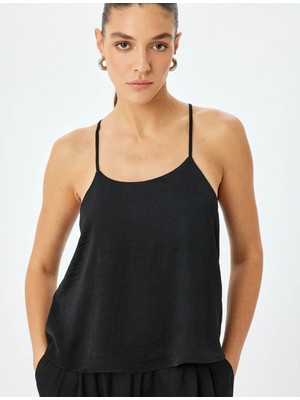 Koton  Siyah Kadın Kolsuz T-Shirt 5SAK30007PW