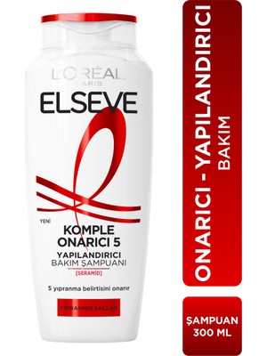 L'Oréal Paris Elseve 5 Yapılandırıcı Bakım Şampuanı 300 ml Tüm Saç Tipleri İçin Besleyici Etki