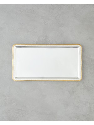 English Home Reflection Metal İkram Tepsisi 32x17 cm Gold-Silver