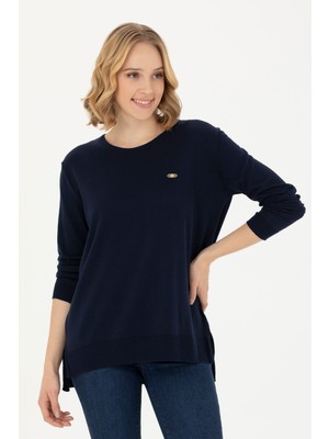 U.S. Polo Assn. Kadın Lacivert Bisiklet Yaka Basic Kazak 50277309-VR033