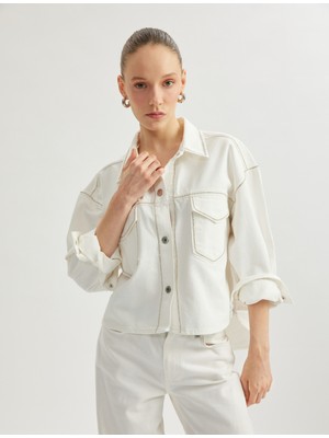 Koton Cep Detaylı Klasik Yaka Düğmeli Denim Ceket