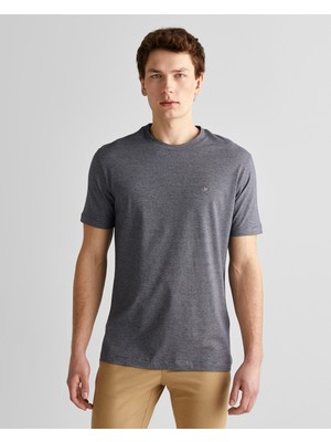 Gant Erkek Lacivert Regular Fit Bisiklet Yaka Çizgili T-Shirt 2003302.433