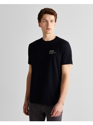 Gant Erkek Siyah Regular Fit Bisiklet Yaka Logolu T-Shirt 2003300.5