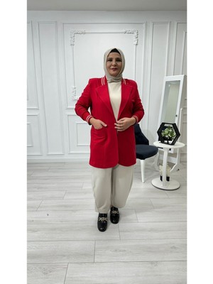 Büyük Beden Tasarım Ribana Detaylı Ceket