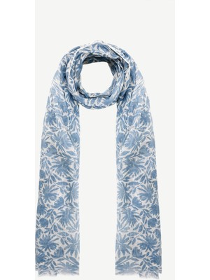 Yargıcı Çiçek Desenli Keten Şal