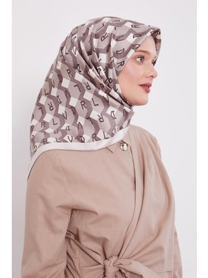 A.vizon Petek Baskılı Twill Ipek Eşarp